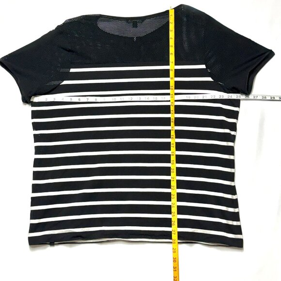 Lauren Ralph Lauren Womens 3X Black & White Striped Mesh Shirt Top Excellent - Picture 3 of 5